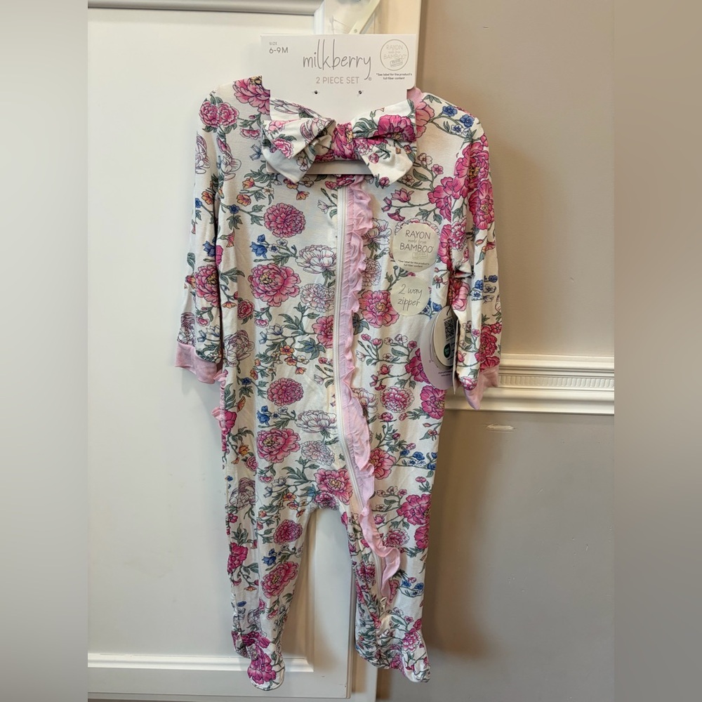 Flower Milkberry pjs 6-9m